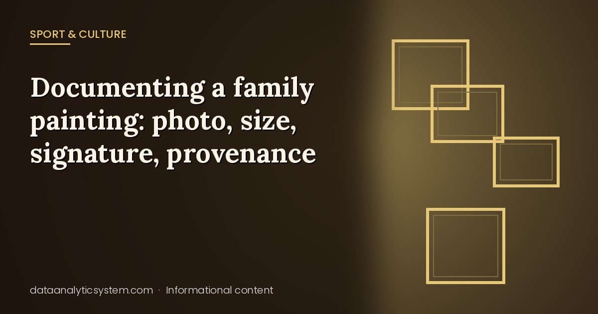 Documenting a family painting: photo, size, signature, provenance