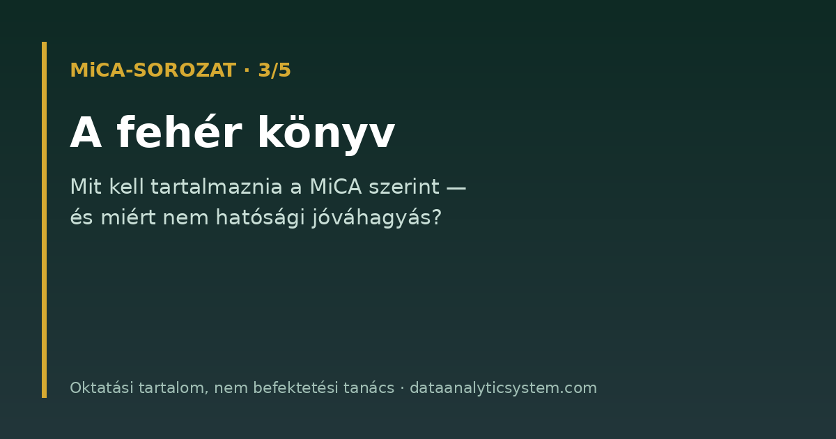 A fehér könyv (white paper) a MiCA szerint — mit kell tartalmaznia? Közérthetően