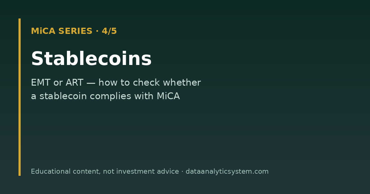 Stablecoins under MiCA — how to check whether a stablecoin complies. Explained simply